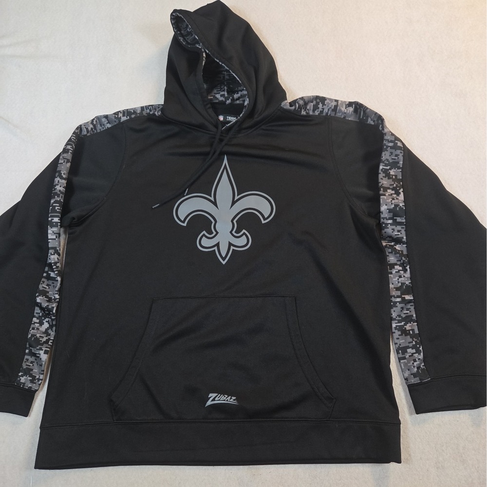 New Orleans Saints XL Hoodie Sweatshirt Zubaz NFL Team Black Gray Digital Camo